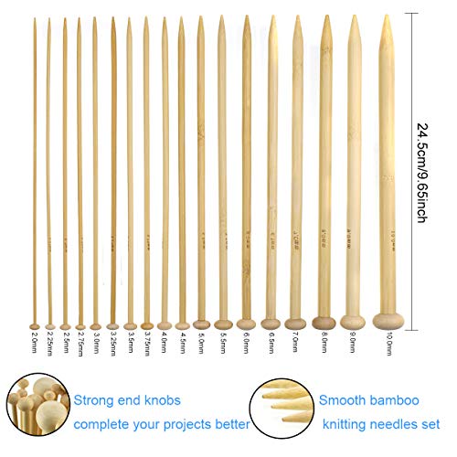 Koknit 36 Pcs Single Pointed Bamboo Knitting Needles Set,5 Soft Grip Ergonomic Crochet Hooks,12 Pcs Smooth Lace Crochet Hooks,Knitting And Crochet Kit With Tools And Accessories #TOP1