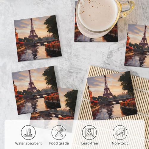 Dessous de verre carrés en céramique 10,4 cm avec support de table - 6