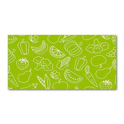 Tableau sur toile 120x60 cm de fruits et légumes verts pour cuisine