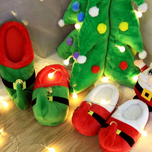 Happyyami 1Pair Christmas Plush Warm Slippers Non-slip for Adults and Boy Girl Winter Holiday Footwear Comfortable Indoor Use4