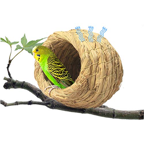 Nid d'oiseau en paille naturelle : nichoir de cour suspendu 10,5 cm
