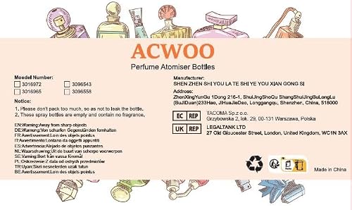 ACWOO Perfume Atomiser Bottles, 5Pcs 12ml Refillable Perfume Atomizer Empty Spray Bottles, Travel Fine Mist Fragrance Bottle with Window, Portable Purse Pocket Handbag Perfume Bottle for Men and Women - Image 8