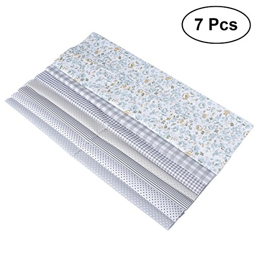 Healifty 7pcs cuadrados paquete de tela de algodón artesanal floral para patchwork DIY costura Scrapbooking acolchado 50 x 50 cm (gris)
