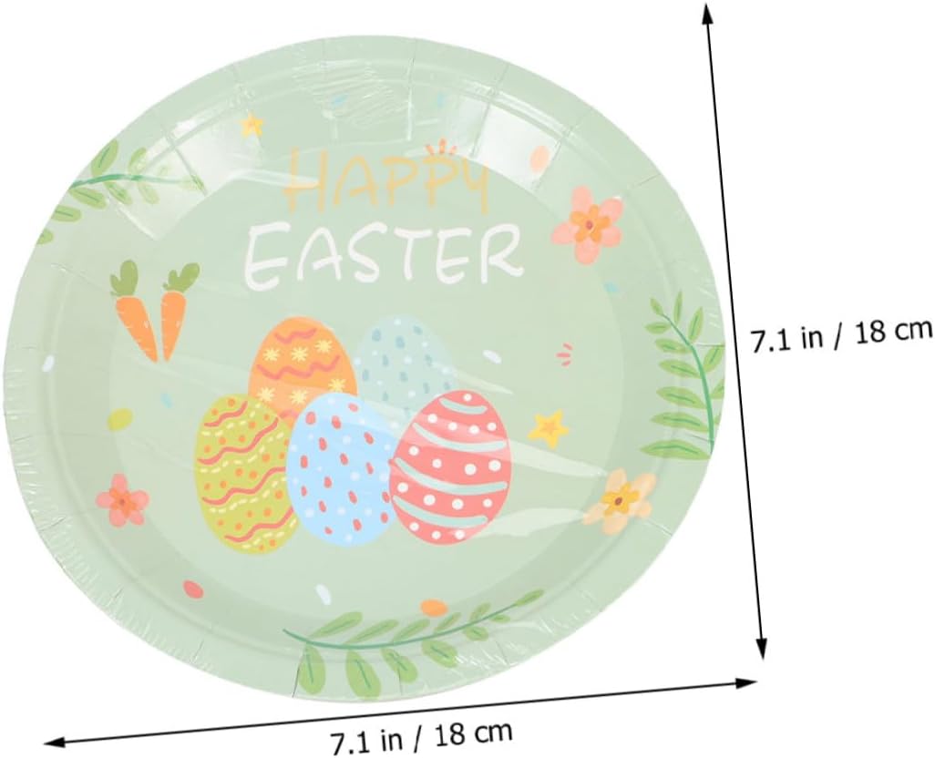 Easter Party Plates 48pcs Disposable Bunny Paper Plates 7-inch round Festival Tableware for Holiday Catering and Convenient Food Serving