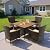 Wisteria Lane Patio Outdoor Table and Chairs Set, Rattan Outdoor Patio Furniture Set with Removable Cushions, Outdoor Patio Dining Sets with Acacia Wood Tabletop for Deck Garden Backyard, Brown