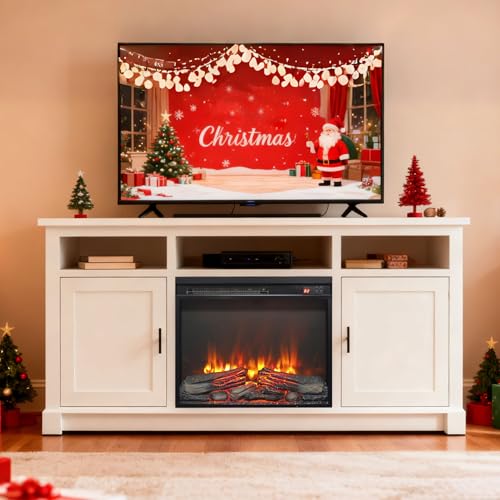Innoflame 23" Electric Fireplace Insert, Realistic Flame & Logs, Fireplace Heater with Adjustable Thermostat & Flame Brightness, Remote, 8H Timer, Overheating Protection, 1400W (23" W X 19 3/4" H)