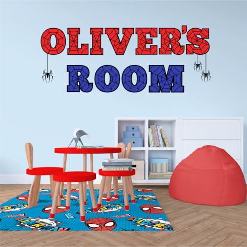 Custom Spider Name Wall Decal – Personalized Superhero Wall Decoration