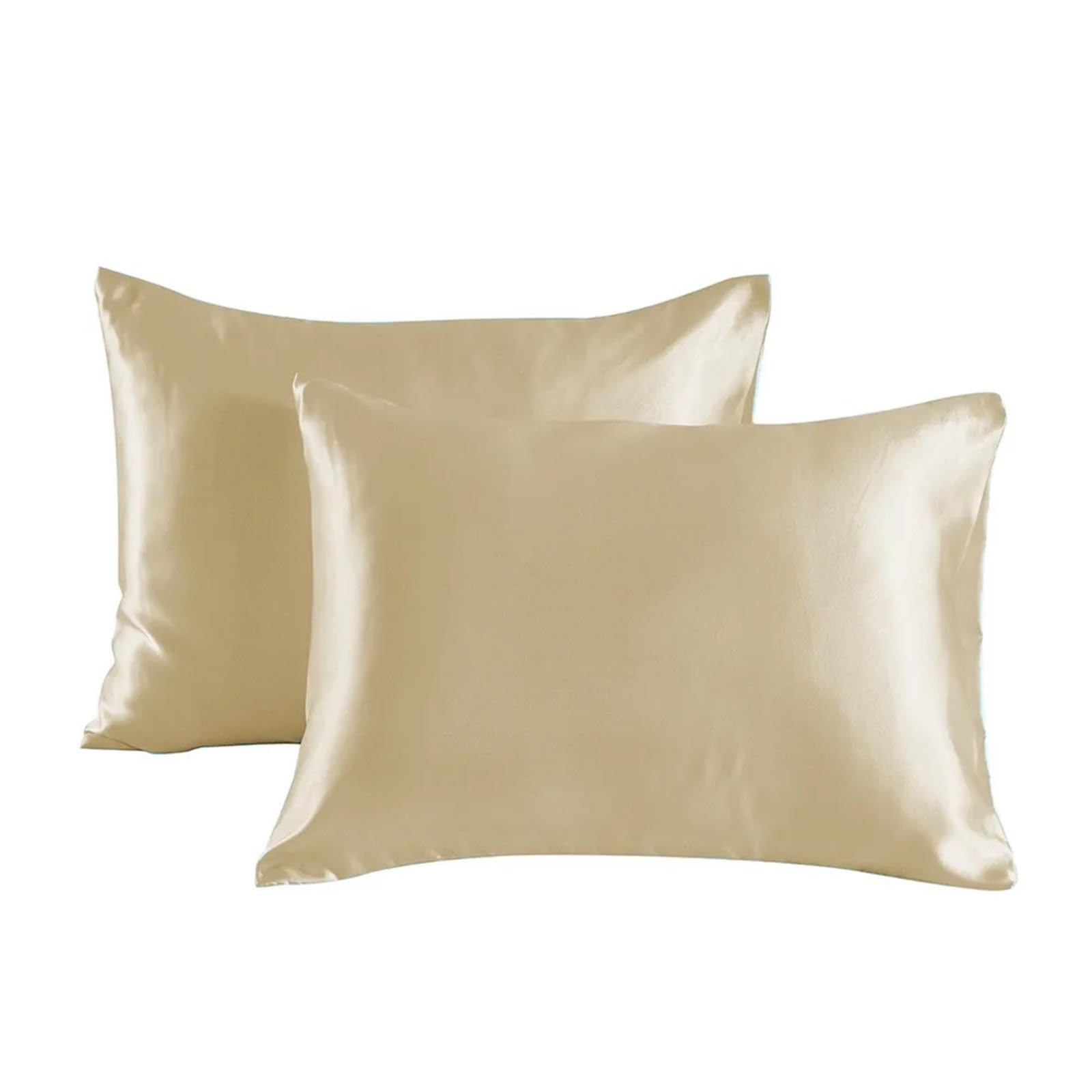 SHBHWS 2pc Satin Pillowcase - Silky Pillow Cases For Hair And Skin With Envelope Closure For Living Room Sofa(Khaki,20x26 IN)