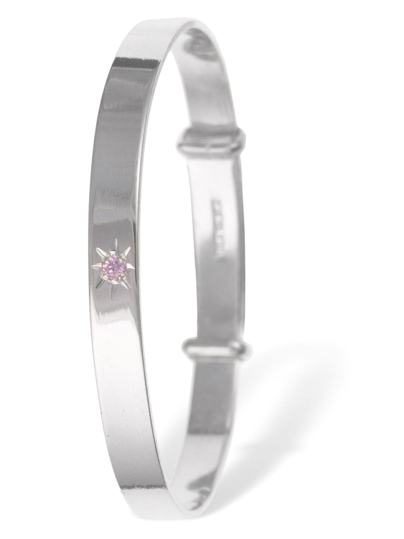 HSFJGSF Set di Cristalli Rosa/zirconi cubici (CZ) Bracciale Rigido espandibile/espandibile/Regolabile per Neonati/Bambini - Argento Sterling 925 - Gioielli per Neonati/Bambini