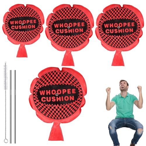 4 cojines para muñecos, cojín para pedos, cojín para cachorros, cojín para niños, juguete divertido para cachorros, viene con 2 pajitas de acero inoxidable, 1 cepillo de limpieza, adecuado para niños