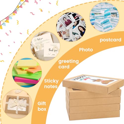 Dawutian 60 Pcs Greeting Card Storage Box,5.39 x 7.36 x 1 Inch Greeting Card Boxes Kraft Paper Box with PVC Transparent Window Bulk Frame Photo Storage Case (Kraft, 5.39 x 7.36 x 1 Inch) by Dawutian - Image 4
