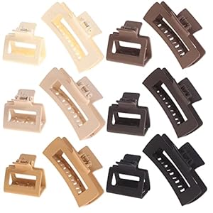 12 Pack Square Claw Clips, Big and Small Neutral Rectangle Hair Non-slip Matte Large Clips for Women,Strong Hold jaw clip Thick Thin