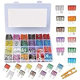 360 Stück - Auto-Sicherungssortiment, Kfz-Sicherungen mit Lamellen - Standard- und Mini-Größe (2A/3A/5A/7,5A/10A/15A/ 20A/25A/30A/35A/40A), Ersatzsicherungen für Auto/RV/LKW/Motorrad/Boot