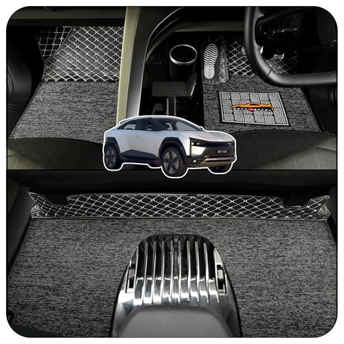 Image of CONTINENTAL [Butterfly 7D Be6e Car Mats] Luxury 7D Car Floor Mats for BE6E (2025-2026) || Scratchproof & Waterproof BE6E 7D Car Mats || Color - Black & Silver