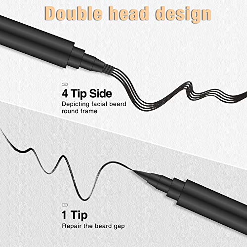 Beard Pencil Filler For Man Water Proof Beard Pen And Beard Brush Long Lasting Coverage Natural Finish , Male Mustache Repair Shape, Effective Enhance Facial Hair （Black） #TOP2