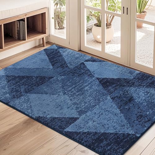 COSY HOMEER Entryway Rugs Doormat 32"x48",Non-Slip Absorbent Door Mat,Blue