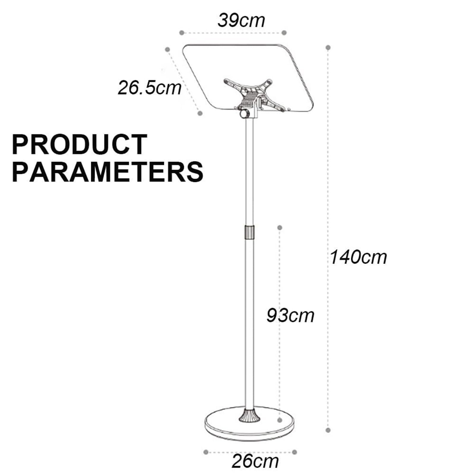 Zusammenklappbarer tragbarer Notenständer, Notenständer, schwarz, höhenverstellbar von 93–140 cm