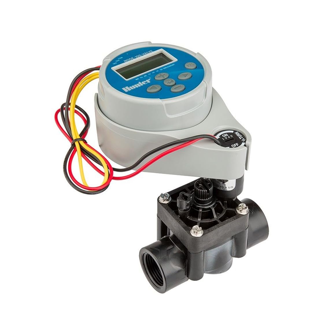GNCGarden Controlador Sistema de Riego Hunter Node 100 1 Estacion Baterias 9V con solenoide | Programador Autónomo Inalámbrico para 1 estación | Programación Fácil y Sin Cables Adicionales