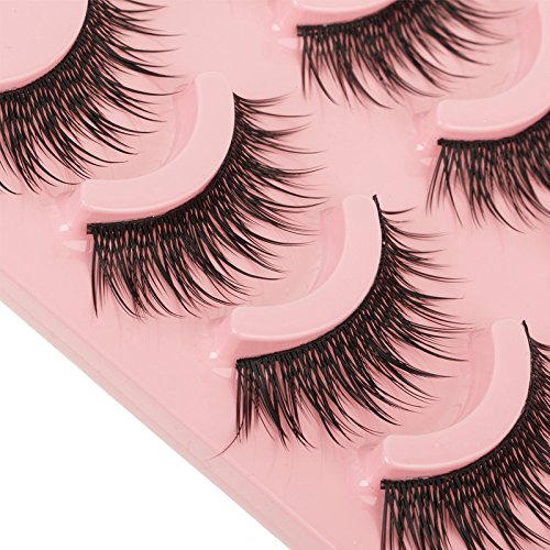 Makeup 5 Pairs Natural Long Fake Eye Lashes Handmade Thick False Eyelashes Black #TOP2