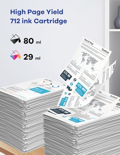 Image of 712 712XL Ink Cartridges Combo Pack Replacement for HP DesignJet 712 | Compatible for DesignJet T210 T230 T250 T630 T650 Printer Ink High-Yield 4-Color (80-ml Black + 29-ml Cyan /Magenta /Yellow)