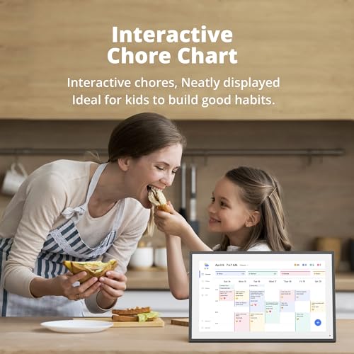 Image of Dragon Touch 15.6 inch Digital Calendar Chore Chart - 1080P Full HD Interactive Touchscreen, Smart Family Planner, Hearth Display Digital Calendar Wall & Desk Mountable for Seamless Scheduling Black