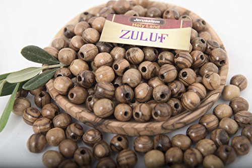 Holyland Olivewood Bead 10Mm Round Beads Hand Made Bethlehem (60 Beads) | Rosary Supplies Olive Wood Beads From Israel Palestine Holy Land | With Zuluf Certificate Wooden Beads Bead009 #TOP2