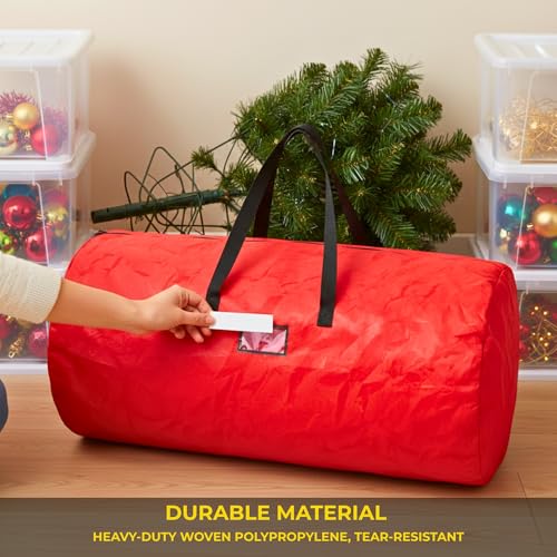 Sac de rangement pour sapin de Noël – Peut contenir jusqu'à 2,7 m de sapin de Noël artificiel démonté, matériau imperméable durable avec fermeture éclair et poignées de transport – vue 5