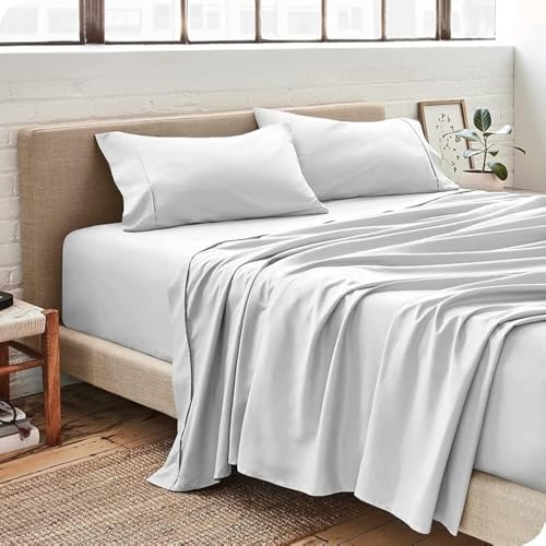 Image of Bed Sheet Double Size Cotton - Pure Egyptian Cotton Double Size BedSheet with Pillow Cover - Solid White 600 Thread Count - Stain Resistant, Skin Friendly, Organic Cotton BedSheet