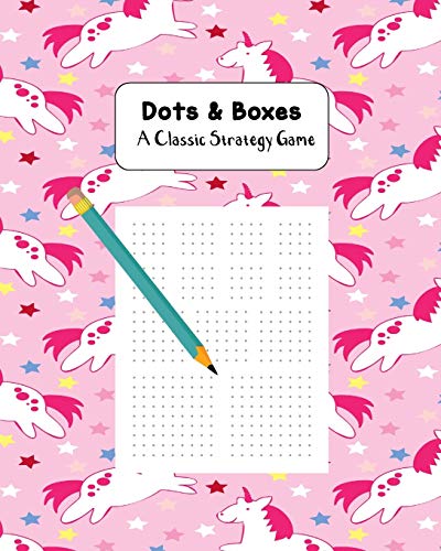 Dots & Boxes A Classic Strategy Game: Large and Small Playing Squares, Big Book Dot to Dot Grid, Game of Dots, Boxes, Dot and Line, Pigs in a Pen, Blank Pages, Unicorns Fly Through a Pink Sky image 3