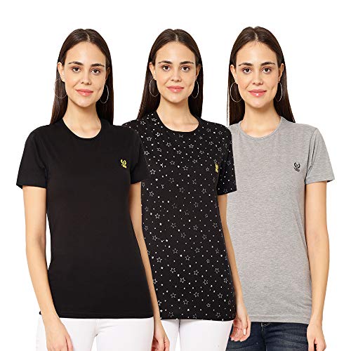 Image of Mack Jonney Round Neck Regular Fit Half Sleeve Women T-Shirt (Pack of 3)-VJ WHST Group 54