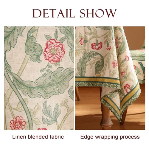 patdrea Designer Vintage Linen Rectangle Tablecloth,Leaves Breathable Pattern Floral Table Cloth,Decoration Table Cover for Kitchen Dining,Christmas,Tea Party,Thanksgiving,55"x79"-Cecilia a by patdrea - Used condition - Image 4