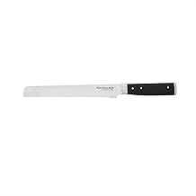 KitchenAid Faca Santoku de rebite triplo forjado Gourmet com tampa de lâmina personalizada, faca de cozinha afiada, lâmina de aço inoxidável japonesa de alto carbono, preta