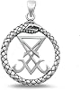 Sterling Silver Oxidized Seal of Satan Lucifer Sigil Snake Pendant .925 New