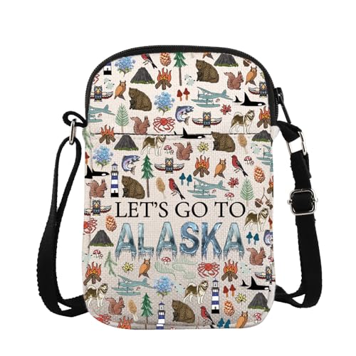 ZJXHPO Alaska Cruise Trip Cross Body Bag Alaska Travel Vacation Gift Souvenir Let’s Go To Alaska Camping Messenger Bag (Alaska CB)