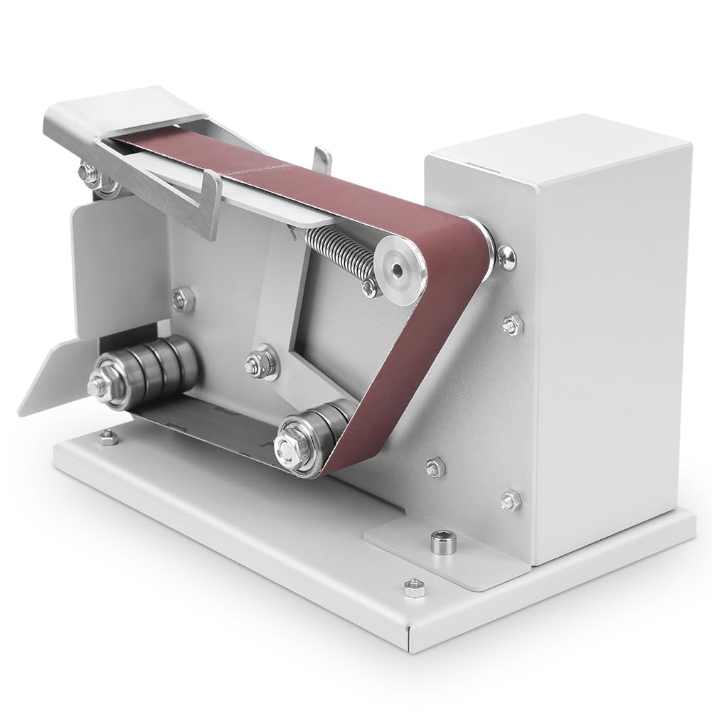 Amoladora de Banda Eléctrica Mini Amoladora Plana con Rodamiento Doble Incorporado y 10 Cinturones Abrasivos para Metal, Madera, Plástico, Aluminio (Enchufe de la UE)