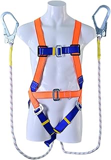 Safety Harness Fall Protection with Shock Absorbing Lanyard and Updated Comfortable Waist Pad Fall Protection Arrest Restr...