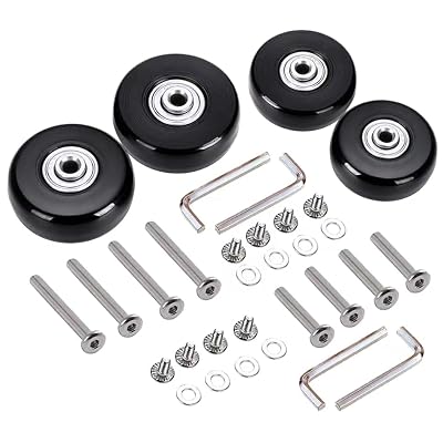4pcs (45 x 18 mm) Replacement Wheels for Suitcase Rubber Wheels Replacement Wheels Wheel for Trolley Samsonite Hard Case Wheels with Ball Bearing Replacement Parts Repair Set