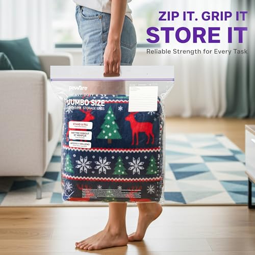 10 Gallon Heavy Duty Large Storage Bags with Handle, Big Zip Seal Top Bags, 6 Mil Extra Thick Clear Big Plastic Resealable Zip Poly Bags for Home Moving, Travel, Camping, 20" x 26", Pack 5 - Thumbnail 5