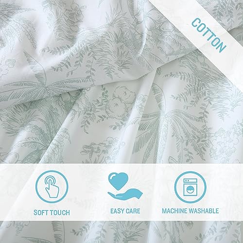 Image of Tommy Bahama - Queen Sheet Set with Fitted Sheet & Pillowcases, 100% Cotton Percale Bedding, Crisp & Cool, Deep Pocket, Dorm Room Essentials, Pen and Ink Palm
