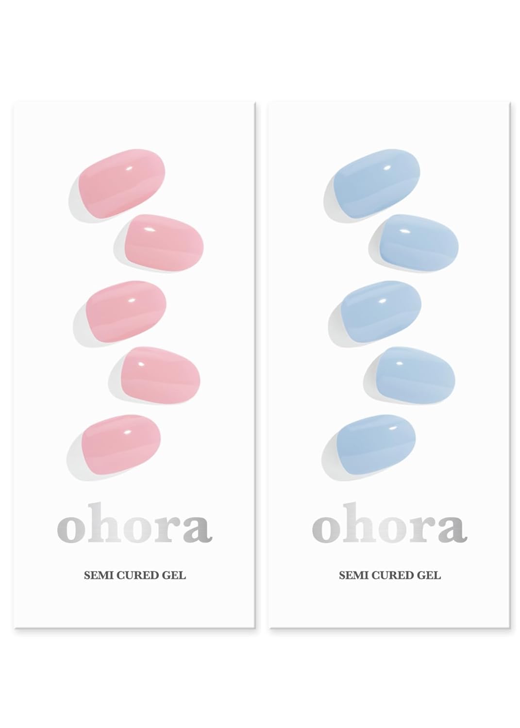 ohora Semi Cured Gel Nail Set of 2 (N Cream Pink & N Cream Sky) - Professional Salon-Quality Nail Care
