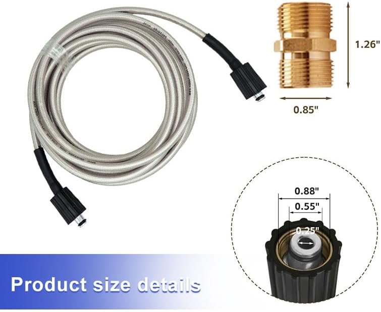 32-Foot High-Pressure Washer Hose, 1/4-Inch Quick Connect, Replacement for Greenworks 5200402, Compatible with All High-Pressure Washers Up to 2000 PSI