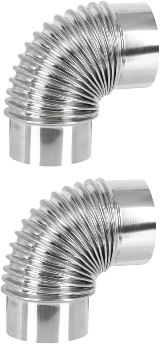 2pcs Chimney Exhaust Tubing - Flexible Hose for Stove, 3.14 Inch Stainless Steel Exhaust Elbow