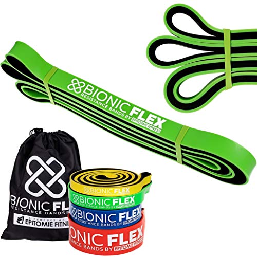 Bionic Flex Pull Up Assistance Band – Premium Dual Layer Pull Up Assist Bands for Strength Training Exercise, Physical Therapy, Powerlifting, Stretching – Single Green Resistance Band (30 to 60 lbs)