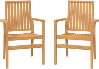 vidaXL Sillas de jardín apilables 2 uds Madera de Teca 56,5x57,5x91 cm