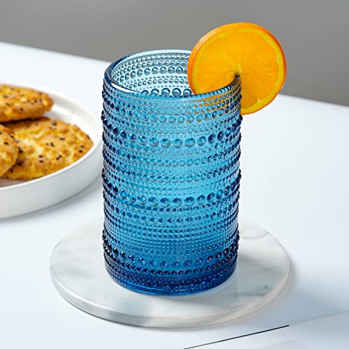 Awwaooaww Set Of 6 Hobnail Drinking Glasses,13 Oz Cornflower Vintage Drinking Glasses,Embossed Vintage Glassware Set For Beer, Water, Juice, Cocktail, Whiskey And Milk #TOP3