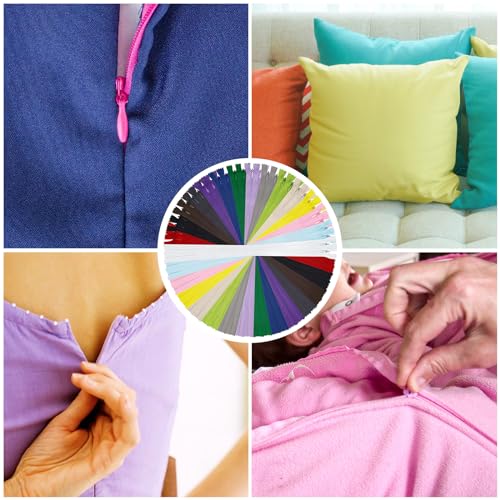 Image of Invisible Zipper, DOITEM 30pcs 50cm /20 Inch Invisible Multicolor Nylon Coil Zippers for Sewing and Crafts 15 Colors