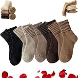 XYLAWAVE Womens Solid Mid Calf Socks for Fall and Winter, Ladies Cozy Casual Retro Soft Comfy Warm Thick Cute Knit Crew Socks (5 Pairs,One Size)