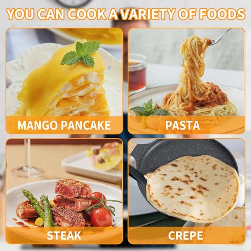 Eidoct 28cm Non-Stick Crepe Pan - Large Black Induction Die-cast Aluminum With Marble Coating for Pancakes, Omelettes, Steak, Fried Eggs, Roti Making - Image 6