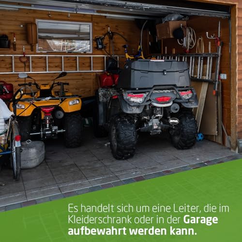 Amig - Teleskopleiter mit 4 Stufen | Aluminium | Maße der kleinen Schritte: 28x8 cm | Maße der großen Stufe: 25x25x28 cm | Heimgebrauch | Maximale Belastung 150 kg