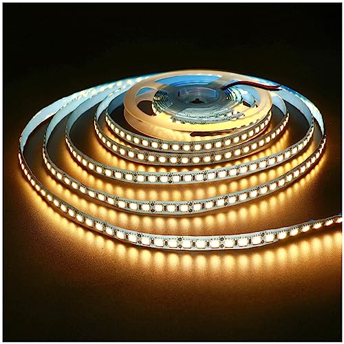 Tesfish 12V LED Streifen Licht, Warmweiß 3000K 5M LED Strip Lichtband 10000LM Super Hell SMD 5050 IP20 Gesamt 600 LEDs Band Lichtleiste für Schlafzimmer, Küche, Werbung Dekoration